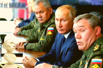 Владимир Путин, Сергей Шойгу и Валерий Герасимов, фото