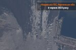 Разрушение Каховской ГЭС, спутниковый снимок