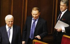 Экс-президенты Леонид Кравчук, Виктор Ющенко и Леонид Кучма в Раде