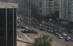 Пожар на Большой Васильковской,В центре Киева сгорел автомобиль,ЧП в Киеве