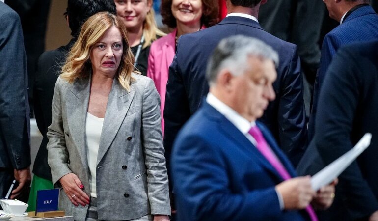 Джорджа Мелони, Виктор Орбан, фото - Kay Nietfeld / picture alliance via Getty Images