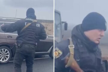 Полицейский на трассе в Умань кидался с автоматом на людей, защищая мажоров: видео: видео