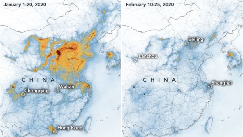 выбросы над Китаем