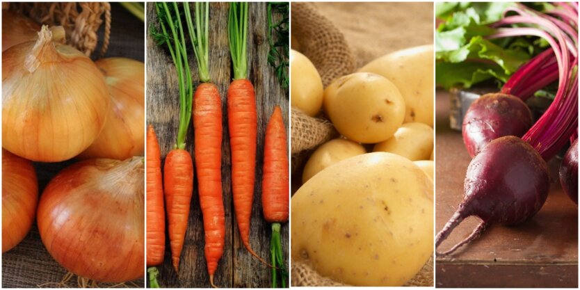 Цены на лук, морковь, картофель и свеклу