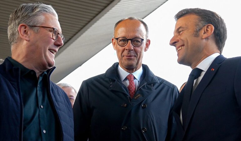 Кир Стармер, Фридрих Мерц и Эмманюель Макрон