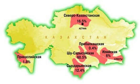 Регионы добычи урана в Казахстане