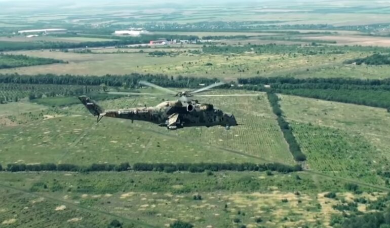 военный вертолет МИ-35, жесткая посадка, Крым