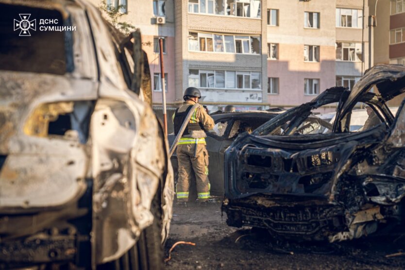 Прилет в Сумах / Фото: ГСЧС