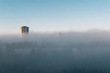 fog on the morning city street