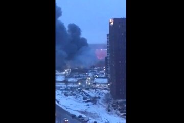 В Московской области горит ТЦ "Стройпарк"