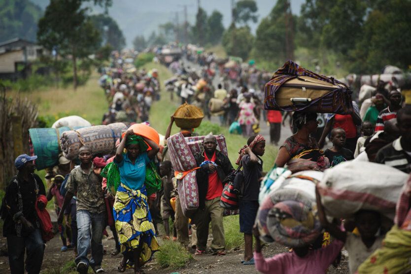 Тысячи конголезцев бегут из города Сэйк, что в 26 км к западу от Гомы после возобновления конфликта в Демократической республике Конго. 