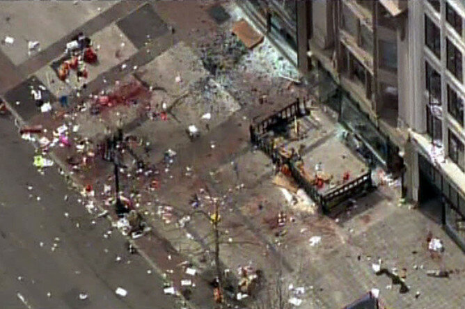 Общий план места взрыва в Бостоне