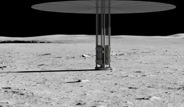 Ядерный реактор на Луне, иллюстрация NASA