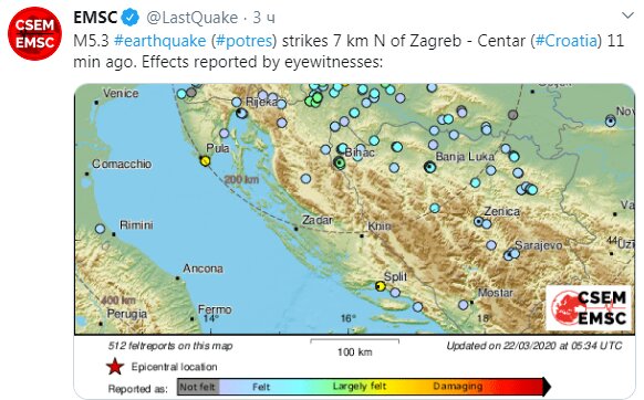землетрясение в хорватии