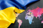 Флаг Украины на карте мира