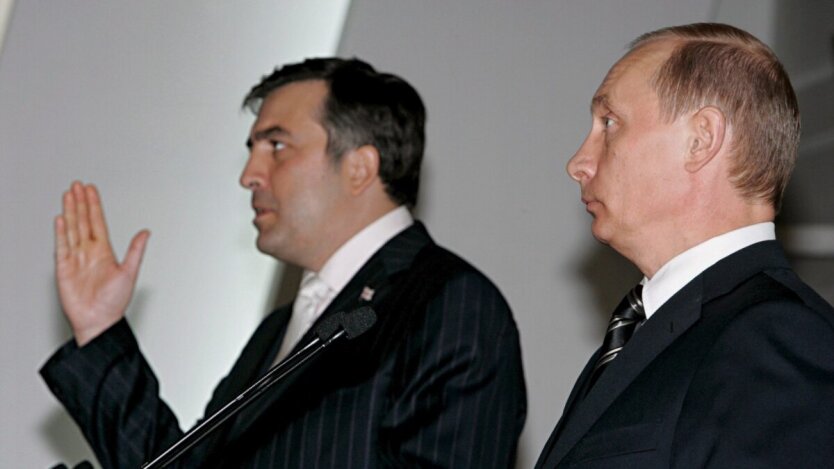 Михеил Саакашвили и Владимир Путин, вместе