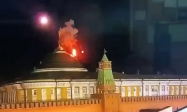 Удар БПЛА по зданию в Кремле, скрин
