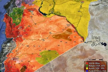 Карта ситуации в Сирии на начало октября 2018