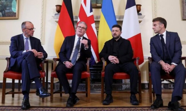 Владимир Зеленский, Кир Стармер, Фридрих Мерц и Эмманюель Макрон