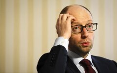 Ukrainian PM Yatseniuk speaks during interview with Reuters in Kiev
