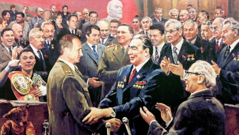 Владимир Путин и Леонид Брежнев, картина