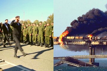 Мобилизация в РФ и подрыв крымского моста, коллаж