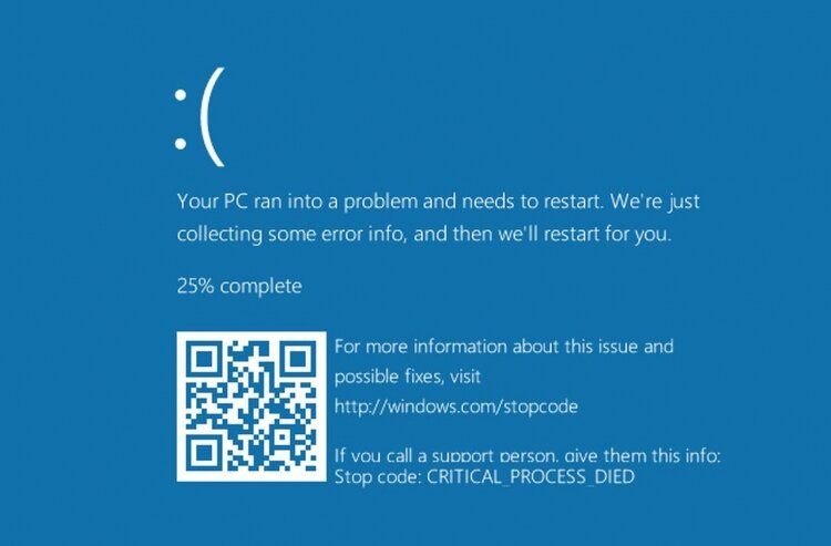 Обновление Windows вызвало «синий экран смерти»