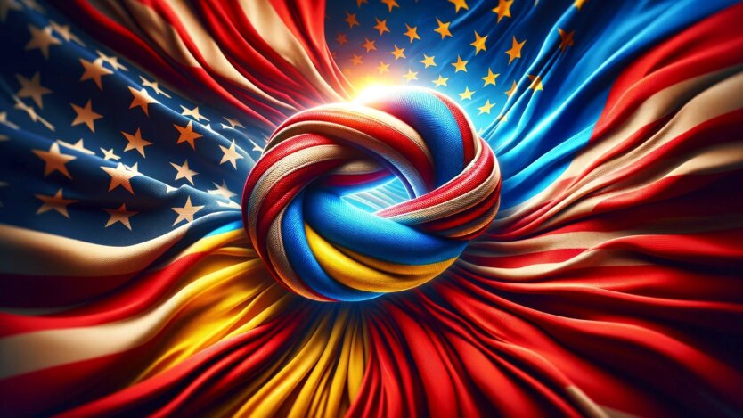 Украина и США, флаги