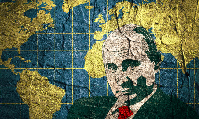 Владимир Путин на фоне карты мира