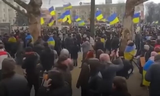 Протесты в Бердянске, вторжение россии в Украину, мариуполь