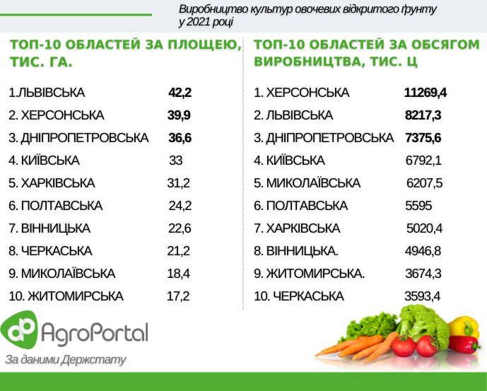 Производство овощей / Инфографика: agroportal