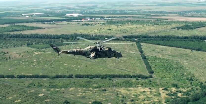 военный вертолет МИ-35, жесткая посадка, Крым
