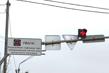 Грецький хрест на світлофорі / Фото: telegram/KyivCODR