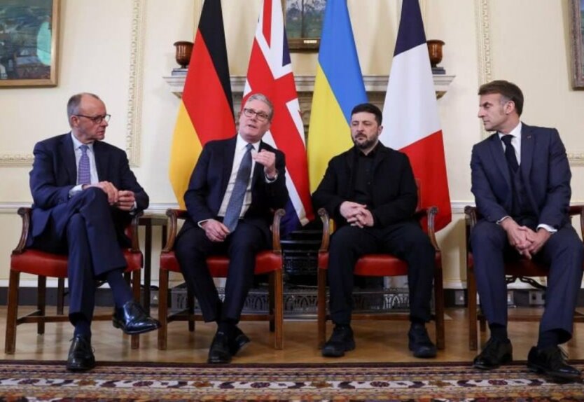 Владимир Зеленский, Кир Стармер, Фридрих Мерц и Эмманюель Макрон