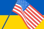 Украина и США, флаги. Коллаж