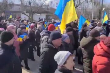 Протест в Новой Каховке 6 марта, оккупация, вторжение россии в Украину