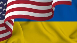 Прапори України та США, колаж