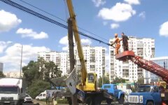 Повреждение линии электропередач, непогода, Украина