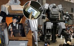 Управлять роботом можно изнутри, сидя в кресле пилота, либо с помощью смартфона.