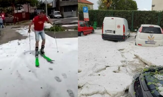 В Хорватии выпал снег в июне, снег в Хорватии
