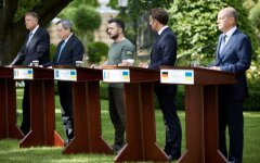 Владимир Зеленский и лидеры Франции, Германии, Италии и Румынии в Киеве