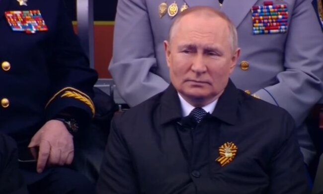 Путин на параде в Москве 9 мая, позор, перехват разговора, война россии против Украины