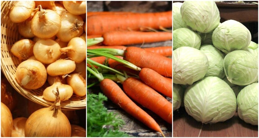 Цены на лук, морковь и капусту