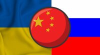 Флаги Украины, РФ и Китая