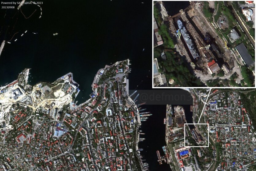 Супутникові знімки суднобудівного заводу ім. Орджонікідзе / Фото: Def Mon.