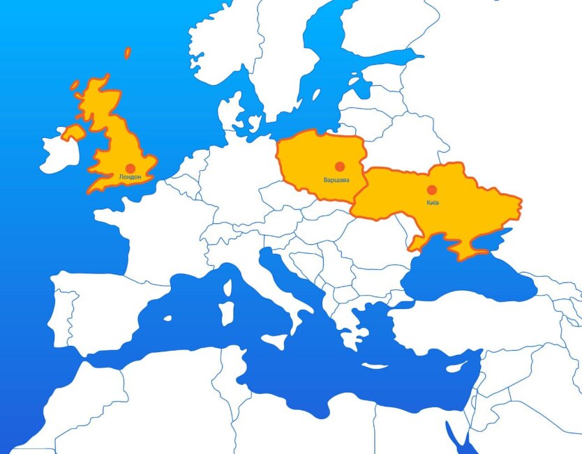 Альянс Украина-Польша-Великобритания, карта