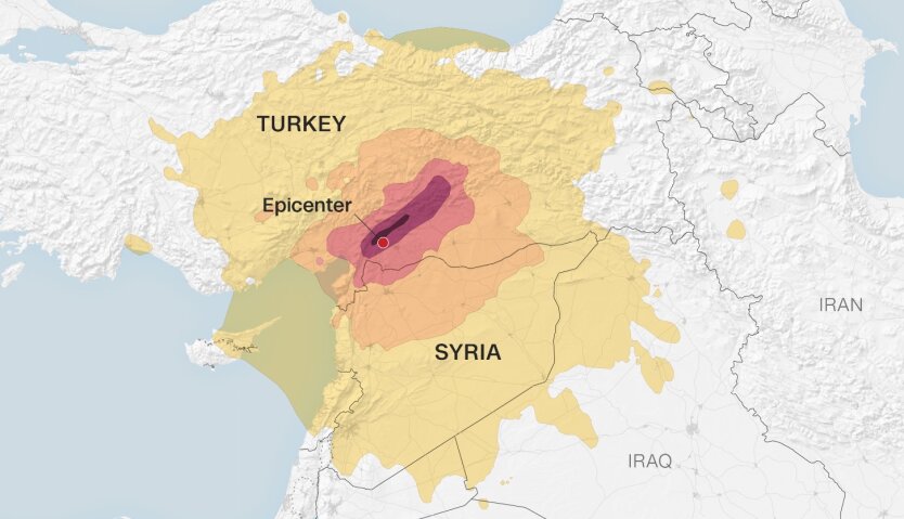 Землетрясение в Турции, карта