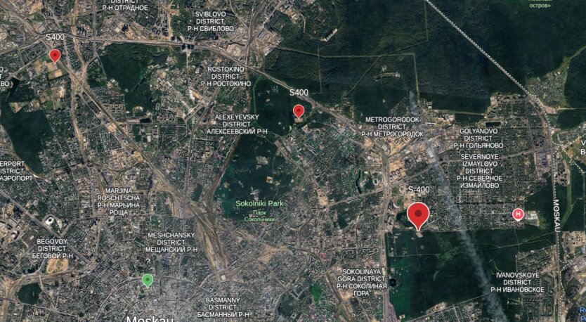 Вероятное расположение систем противовоздушной обороны Москвы