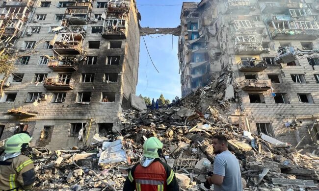 Жилой дом в Соломенском районе, разрушенный в результате российского обстрела