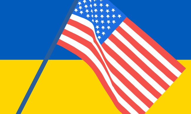 Украина и США, флаги. Коллаж